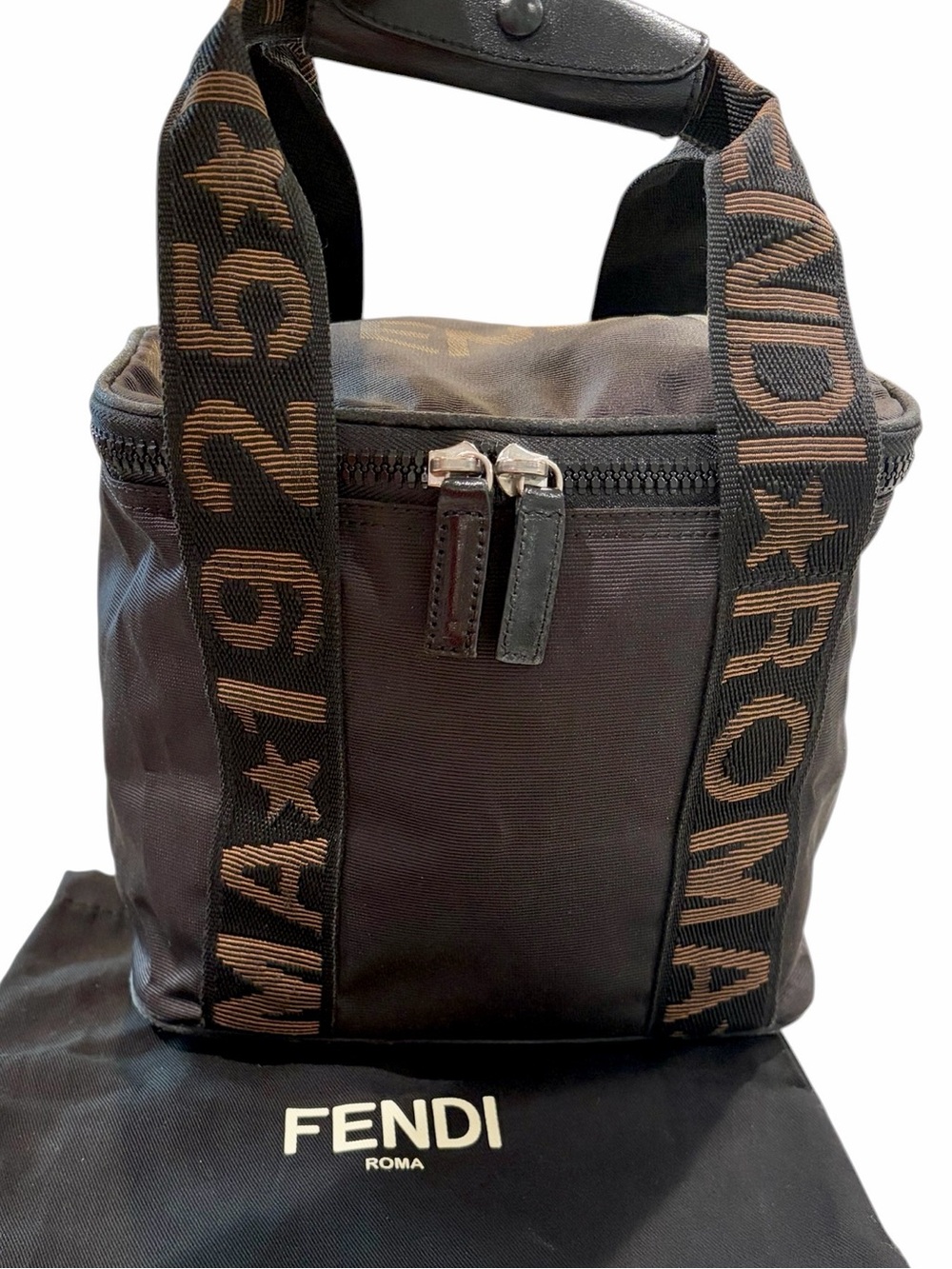 Authentic Vintage Fendi Roma 1925 Nylon Cosmetic Bag / Small Duffel